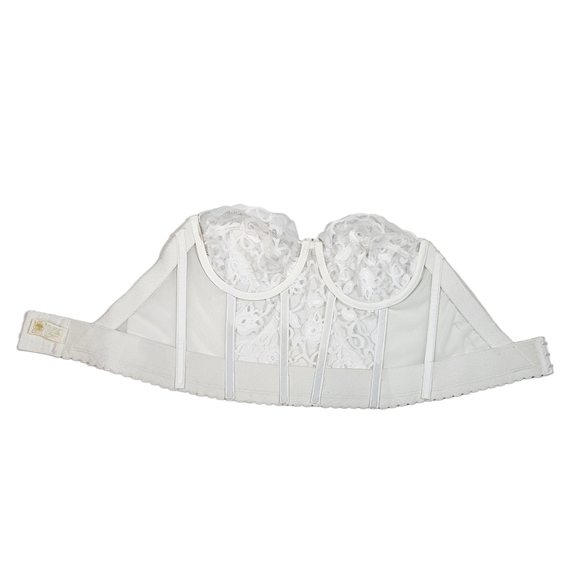 Vintage Gold Label Victorias Secret White Lace Bustier Bra Corset Sz 36B Bridal - Picture 11 of 15